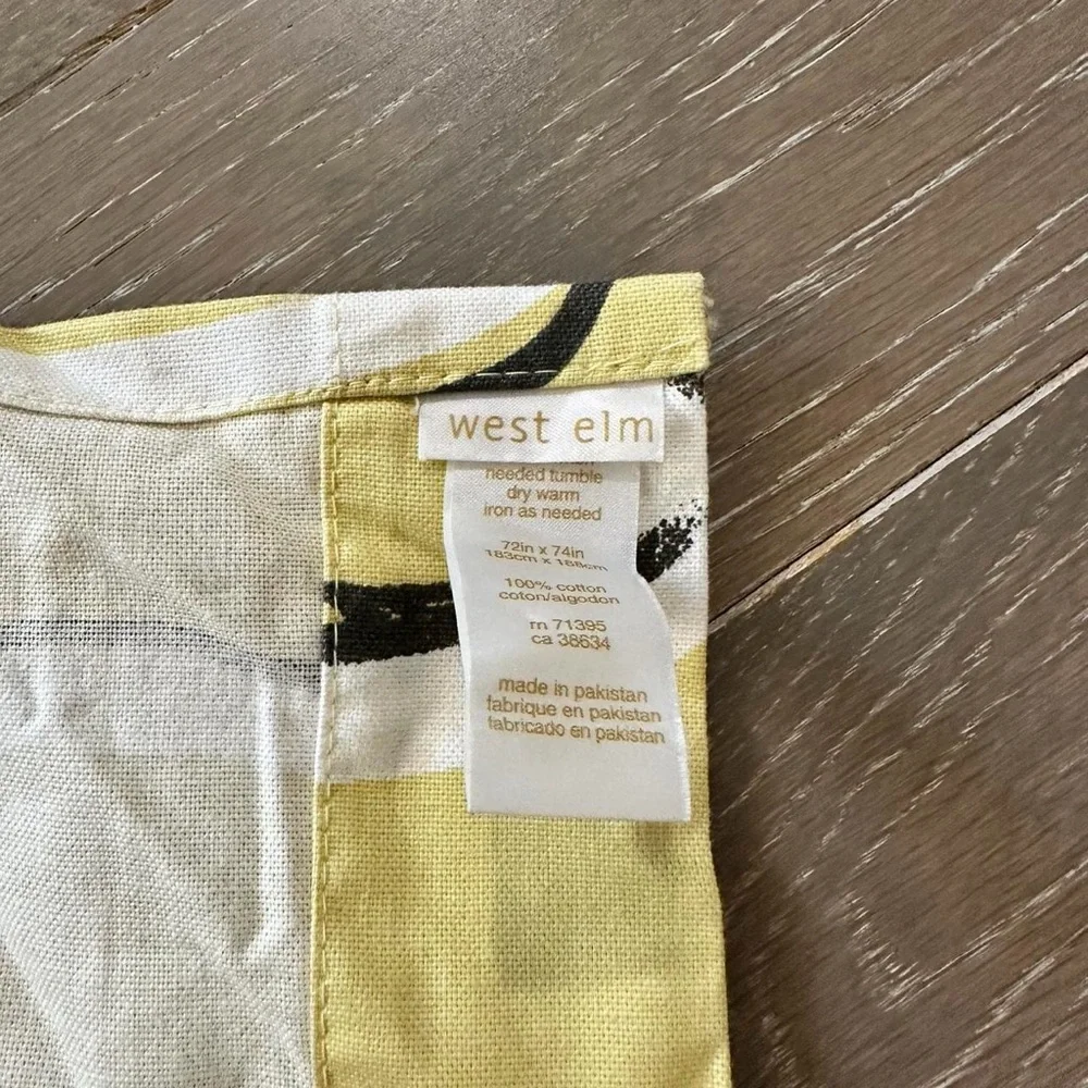 West elm 100% cotton fabric shower curtain - Citron Ogee yellow - single panel